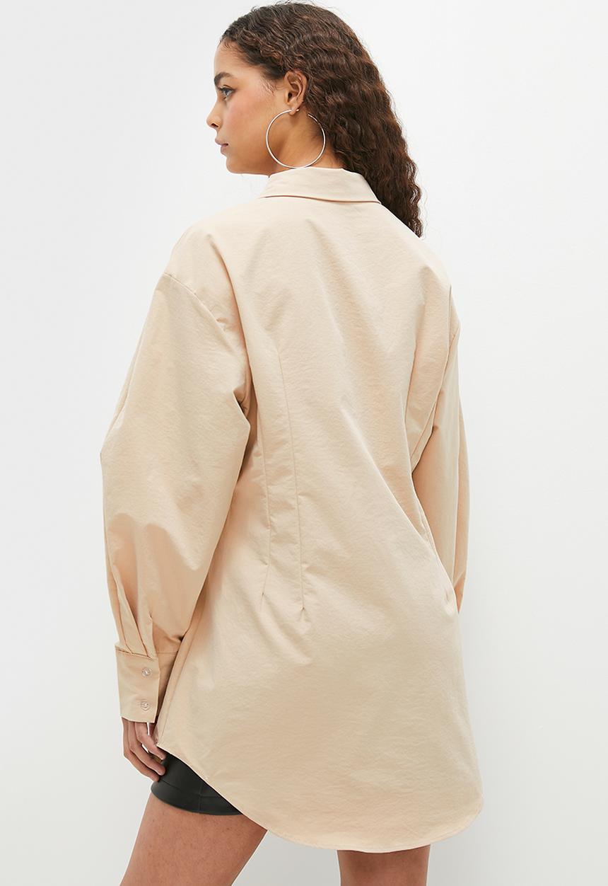 dailyfriday - Dart detail oversized shirt - stone