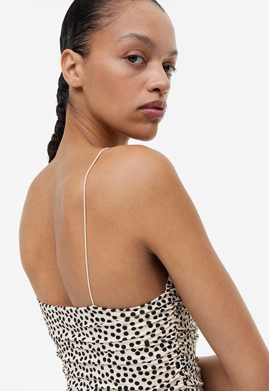 H&M - Draped thong body - cream spotted