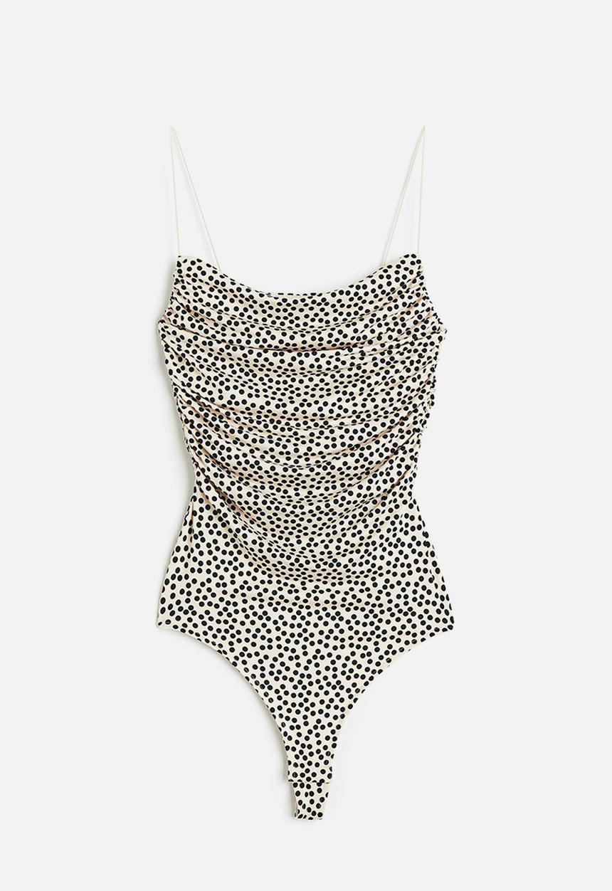 H&M - Draped thong body - cream spotted