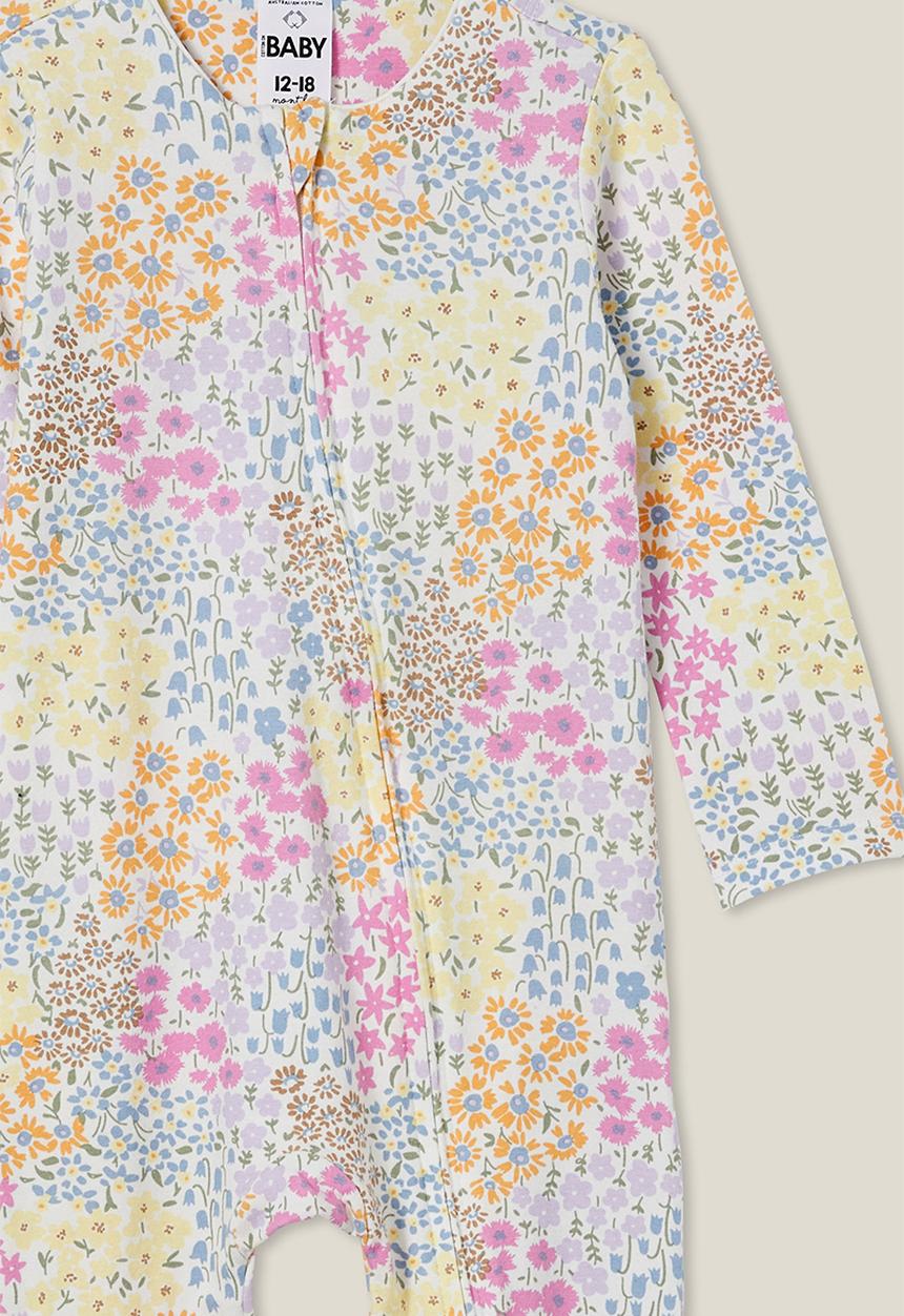 Cotton On - The long sleeve zip romper - vanilla/wildflower
