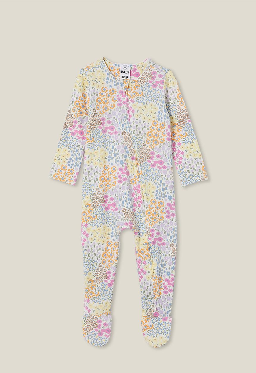 Cotton On - The long sleeve zip romper - vanilla/wildflower
