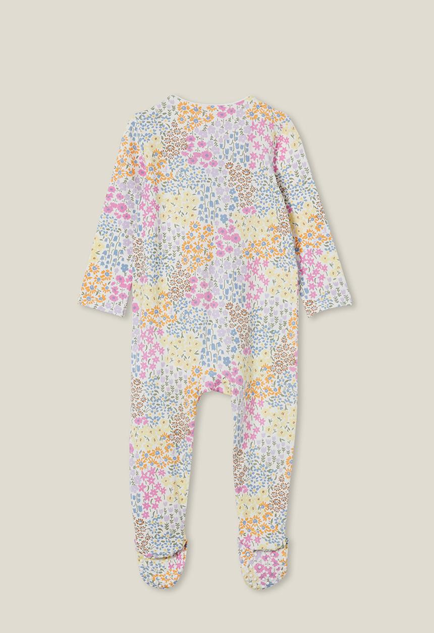 Cotton On - The long sleeve zip romper - vanilla/wildflower