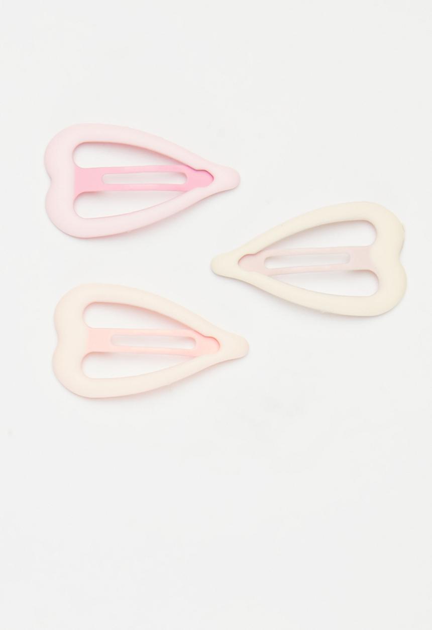 Pop Candy - 3 Pack heart shaped hair clips - pink