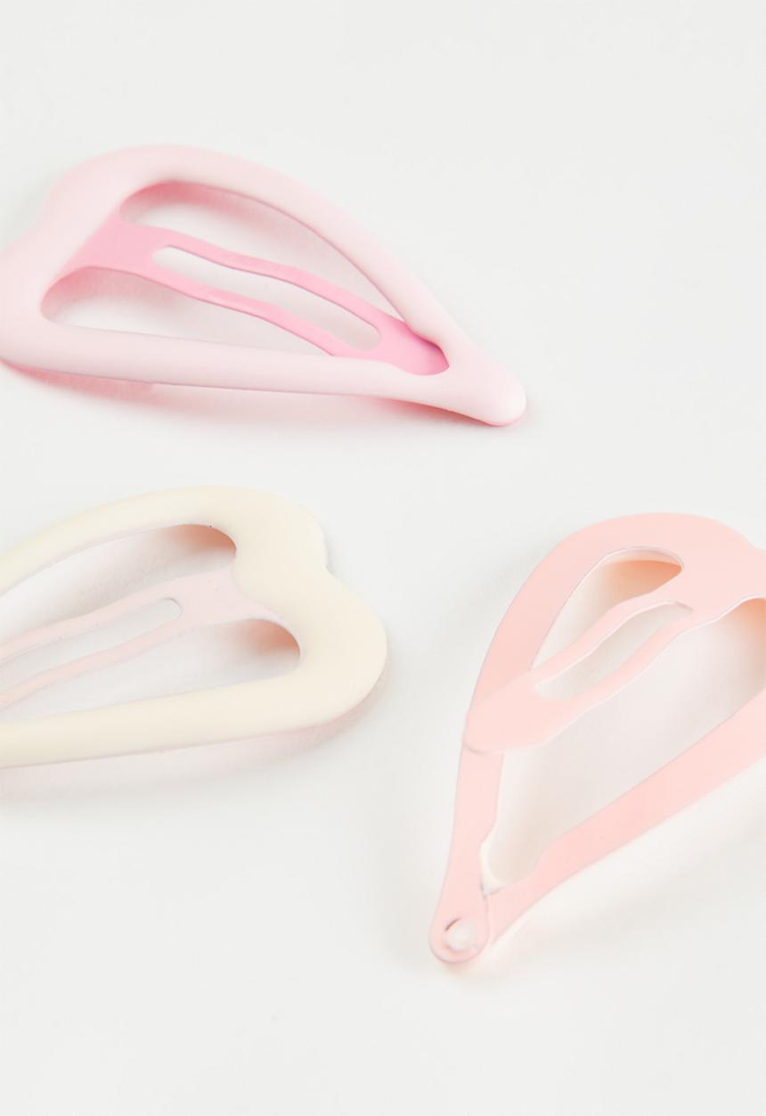 Pop Candy - 3 Pack heart shaped hair clips - pink