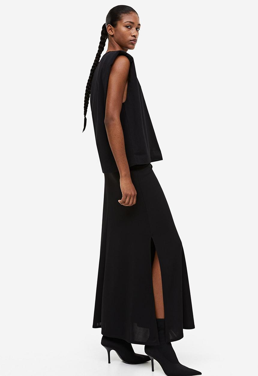 H&M - Long jersey skirt - black 
