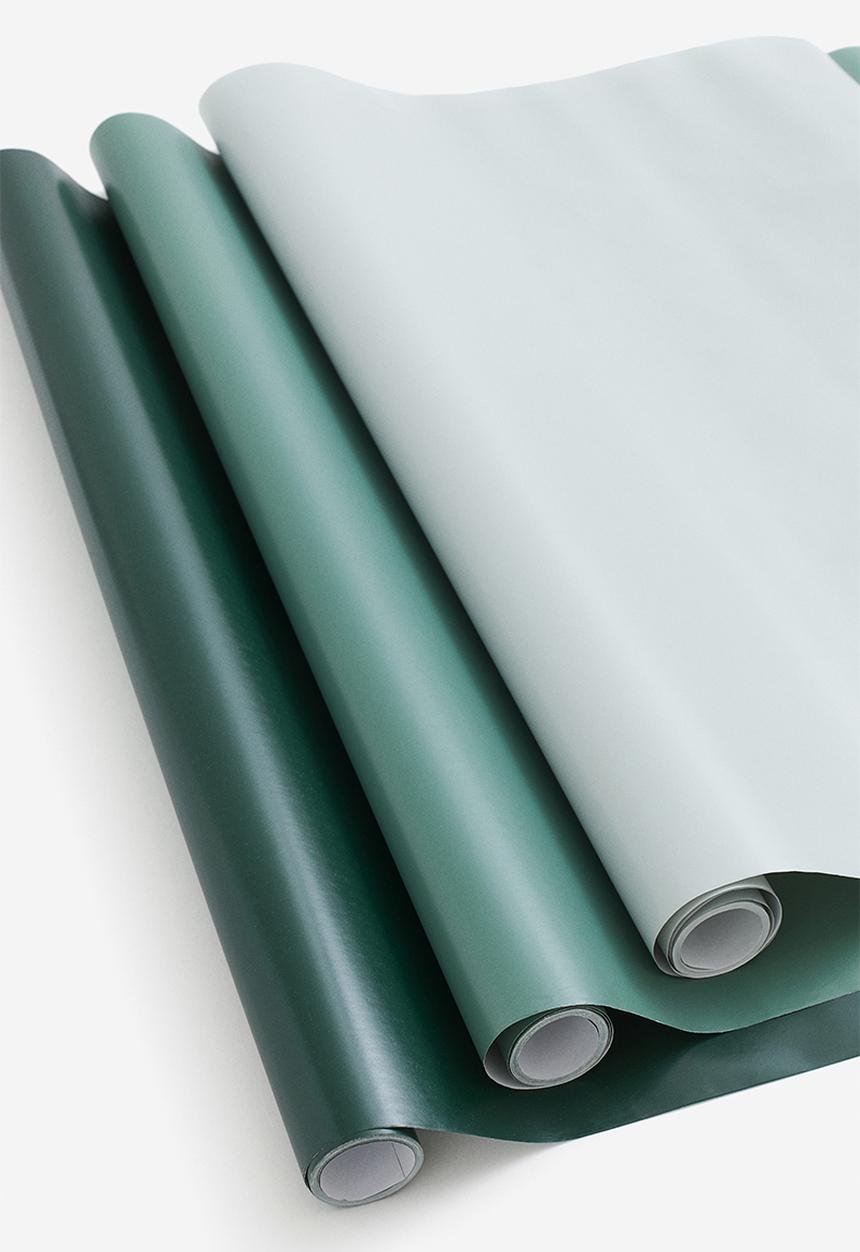 H&M - 3 Pack gift wrap - light turquoise & dark green