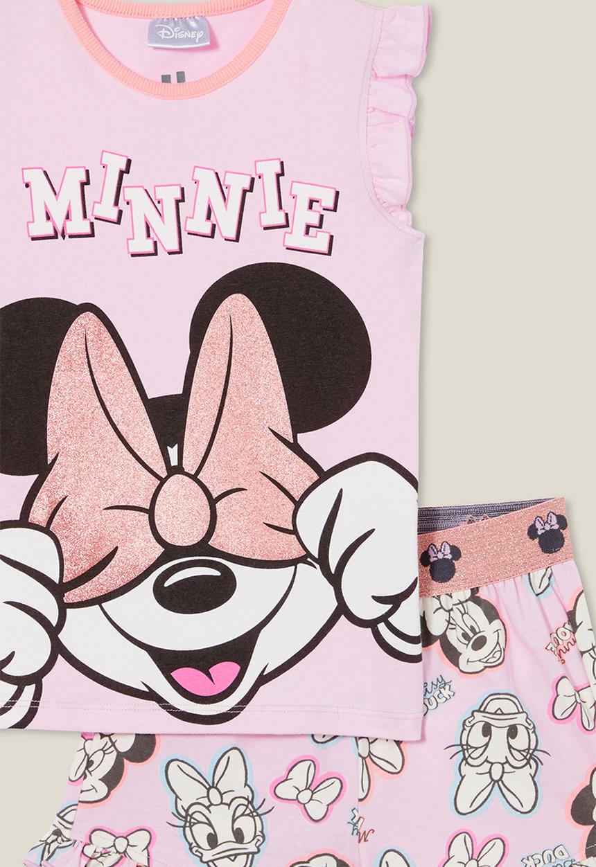 Cotton On - Stacey flutter pyjama set licensed - lcn dis pale violet/minnie mouse glitter