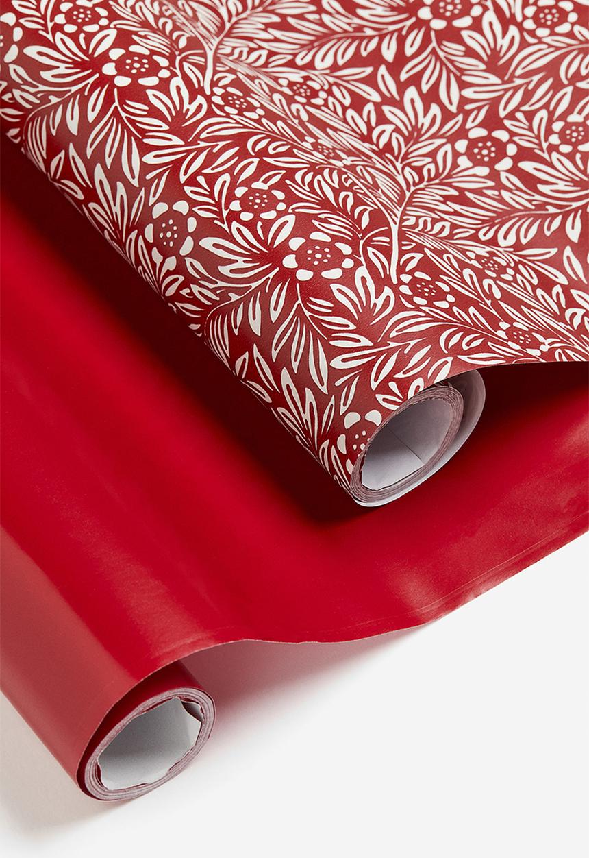 H&M - 2 Pack gift wrap - red/floral