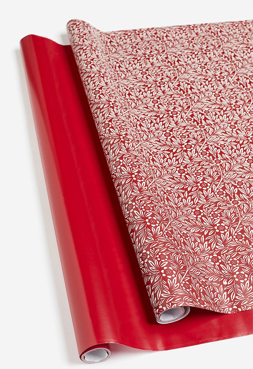 H&M - 2 Pack gift wrap - red/floral
