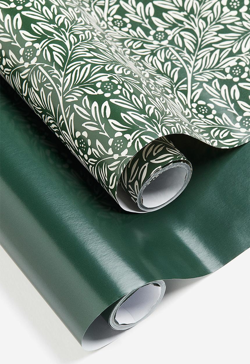 H&M - 2 Pack gift wrap - green/floral