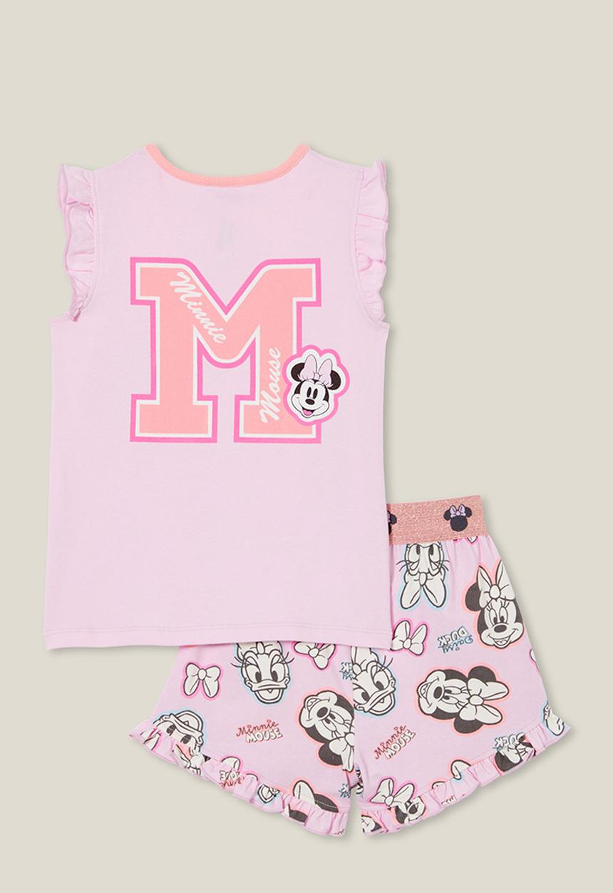 Cotton On - Stacey flutter pyjama set licensed - lcn dis pale violet/minnie mouse glitter