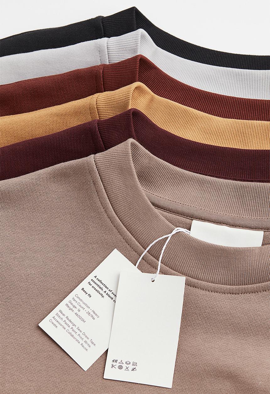 H&M - Oversized fit cotton sweatshirt - beige