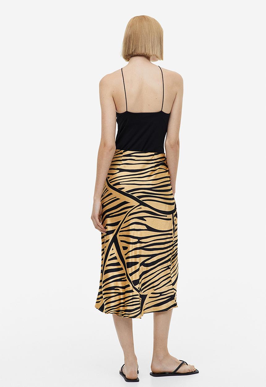 H&M - Flared skirt - beige/tiger striped