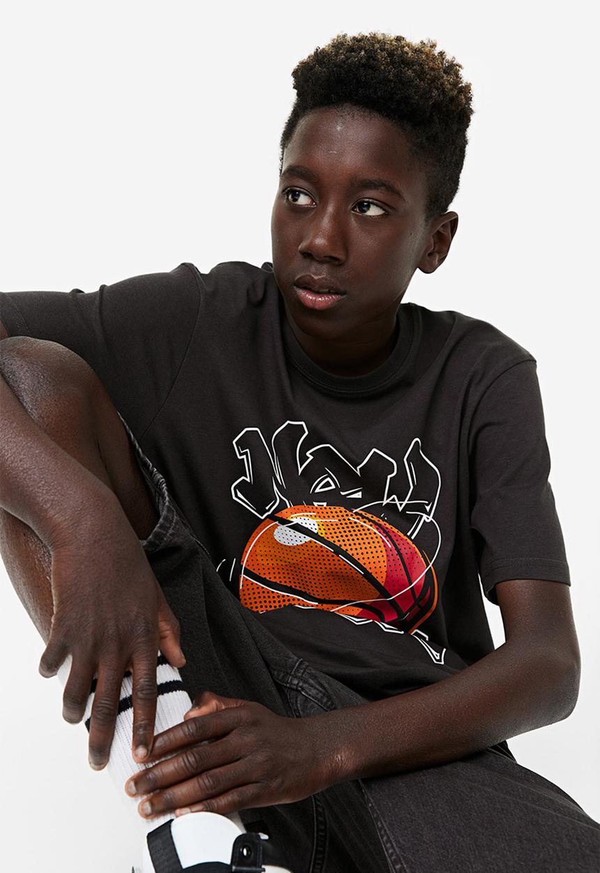 H&M - Printed cotton T-shirt - black new york