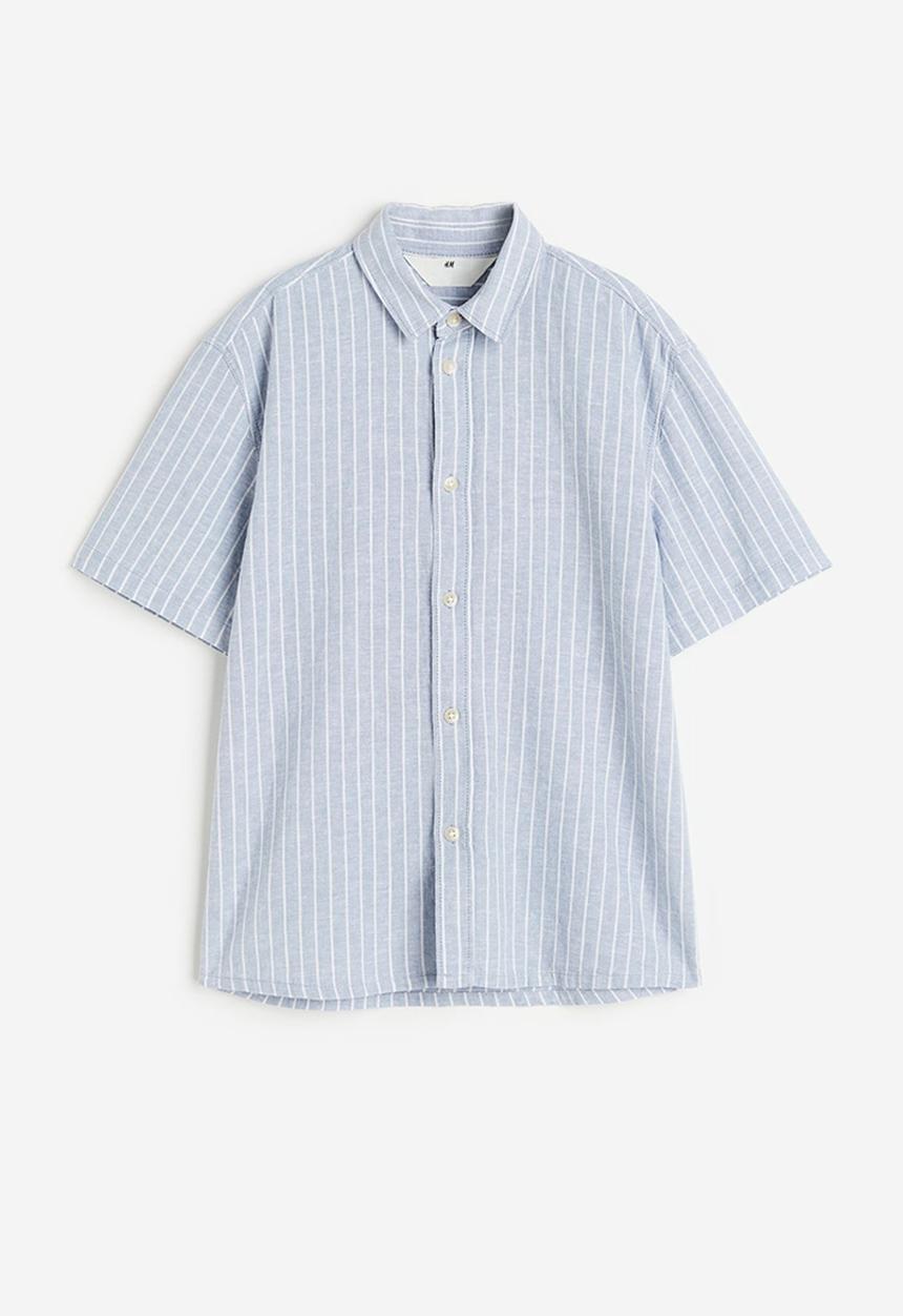 H&M - Linen-blend shirt - light blue striped