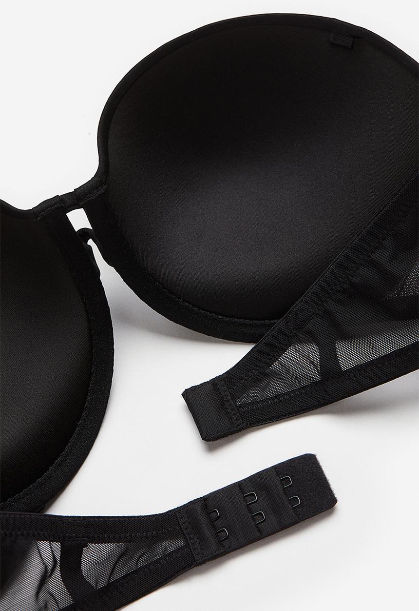 H&M - Microfibre push-up balconette bra - black