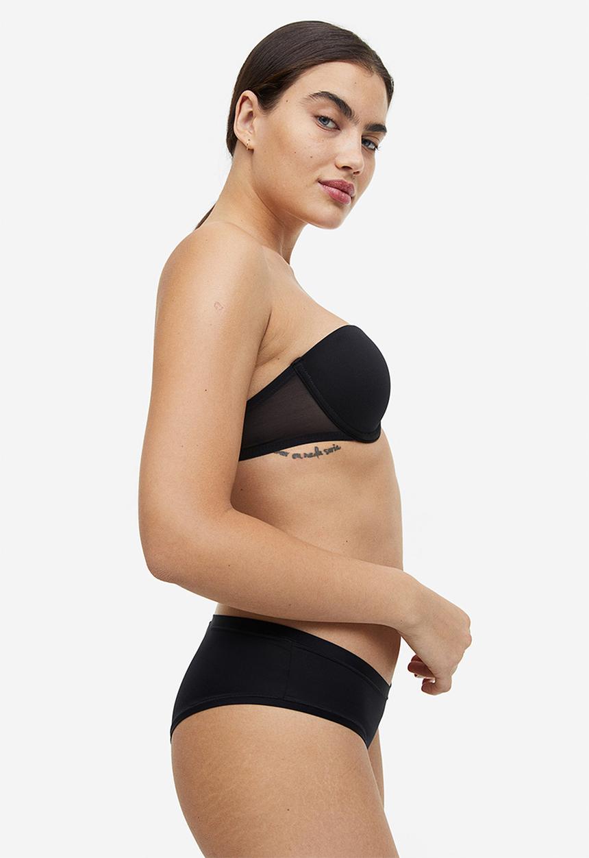 H&M - Microfibre push-up balconette bra - black