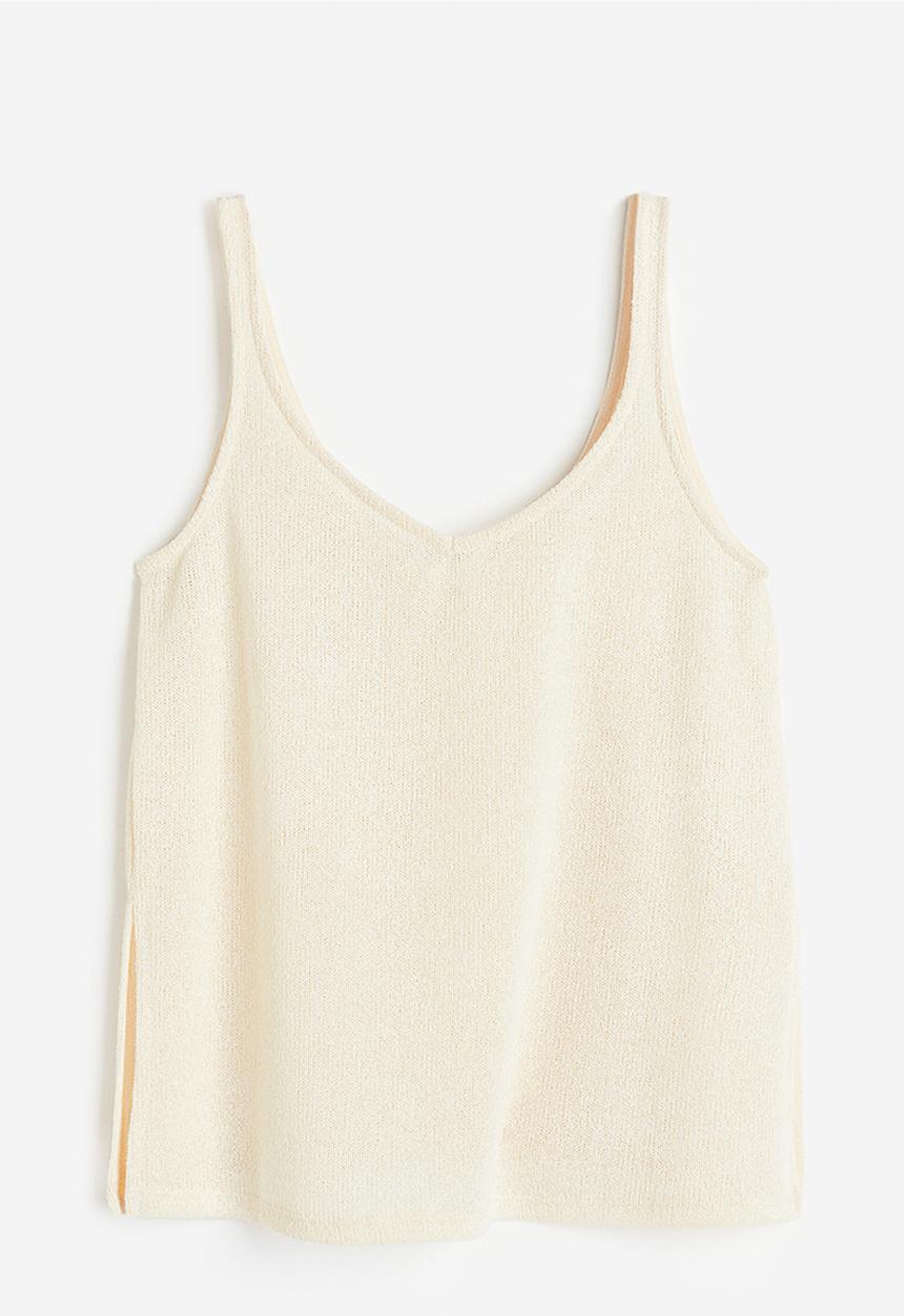 H&M - Slit-hem knitted vest top - cream