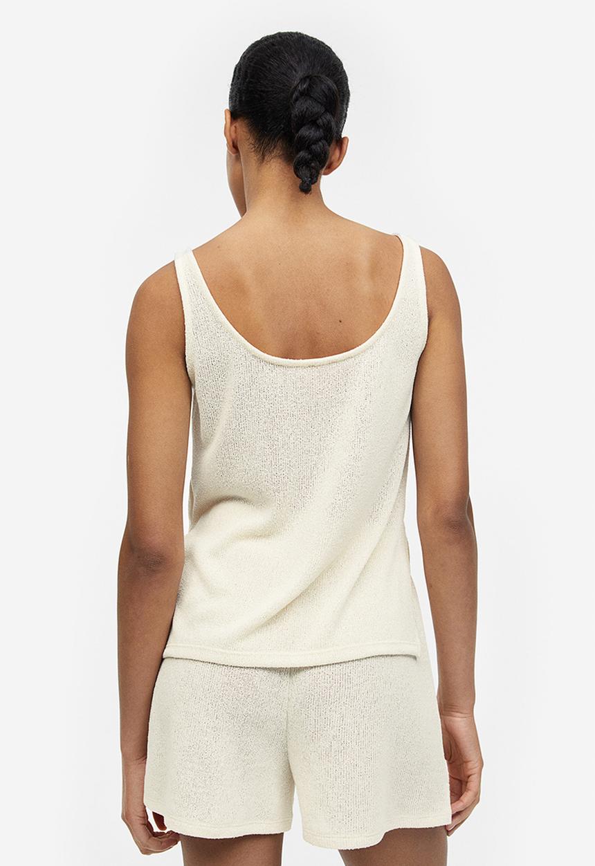 H&M - Slit-hem knitted vest top - cream