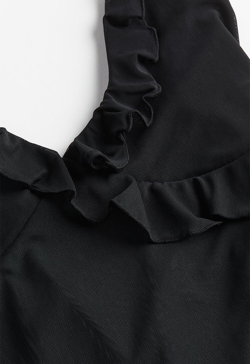 H&M - Frill-trimmed strappy top - black