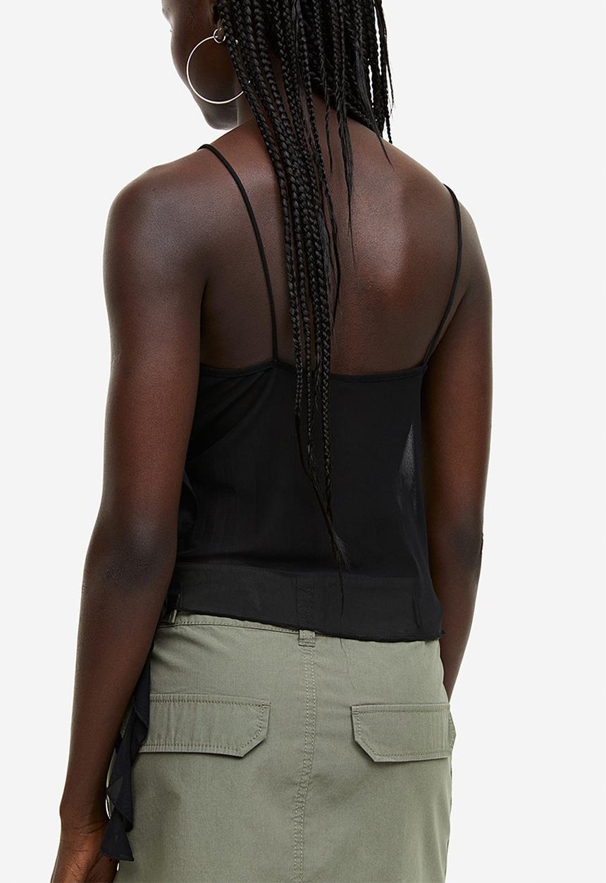 H&M - Frill-trimmed strappy top - black