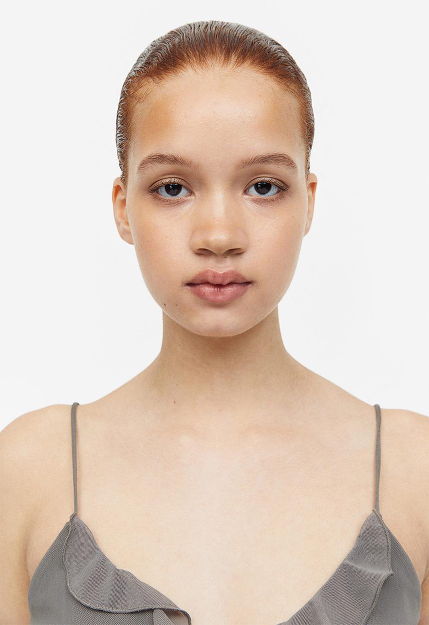 H&M - Frill-trimmed strappy top - dark greige
