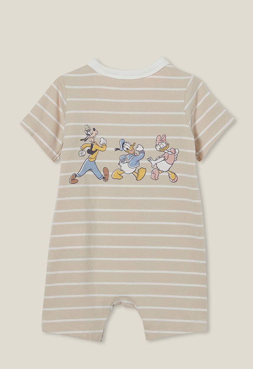 Cotton On - The short sleeve ringer romper - lcn dis rainy day/vanilla mickey running