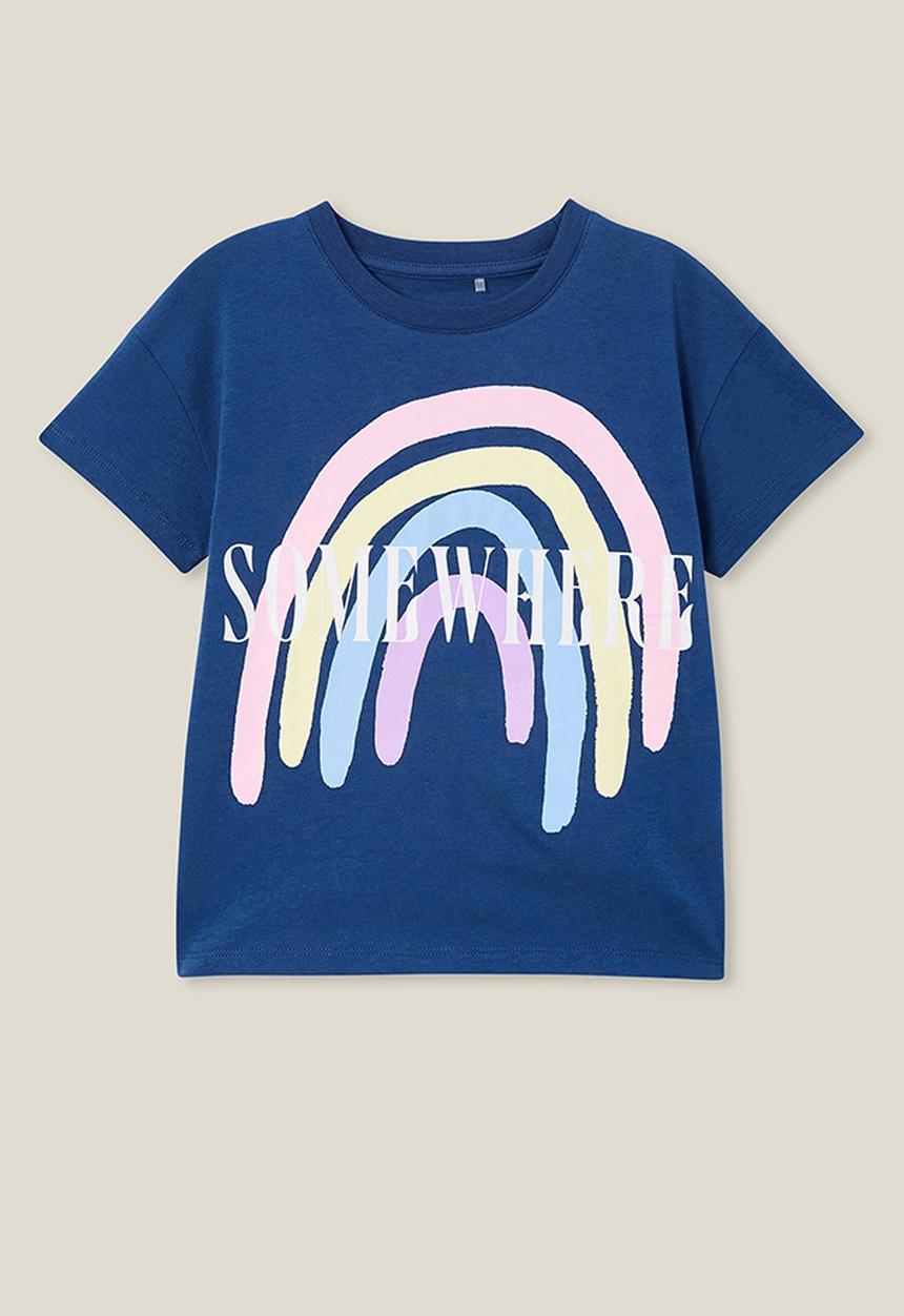 Cotton On - Poppy short sleeve print tee - petty blue/somewhere rainbow