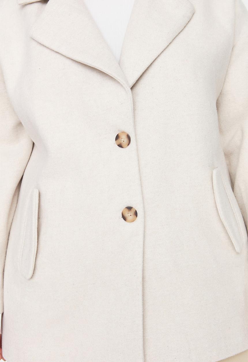 Trendyol - Plus stamped coat - ecru