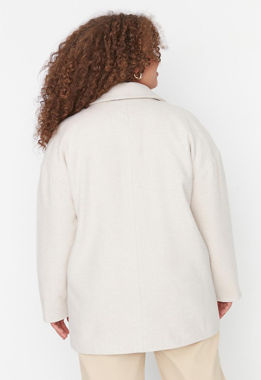 Trendyol - Plus stamped coat - ecru