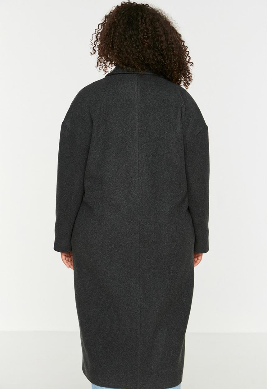 Trendyol - Plus oversized stamp coat - anthracite