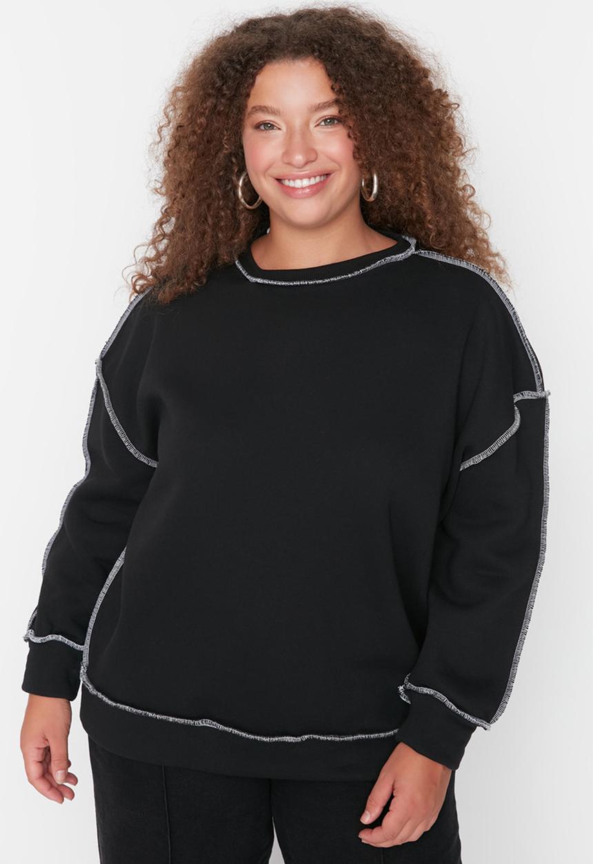 Trendyol - Plus thick sweatshirt - black