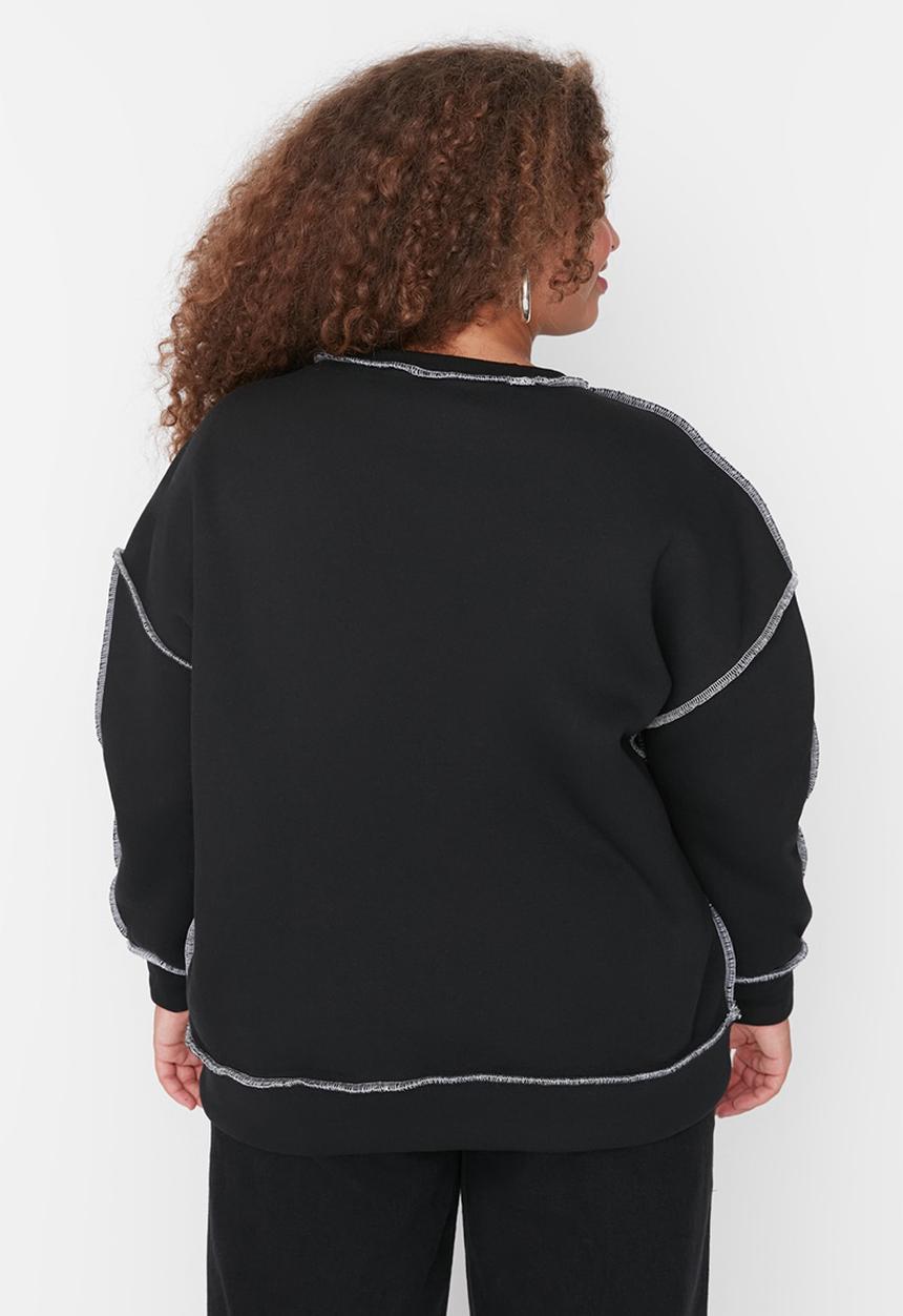 Trendyol - Plus thick sweatshirt - black