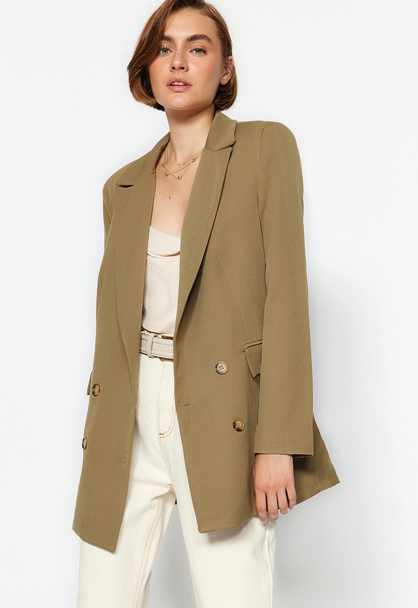 Trendyol - Oversized woven blazer - khaki