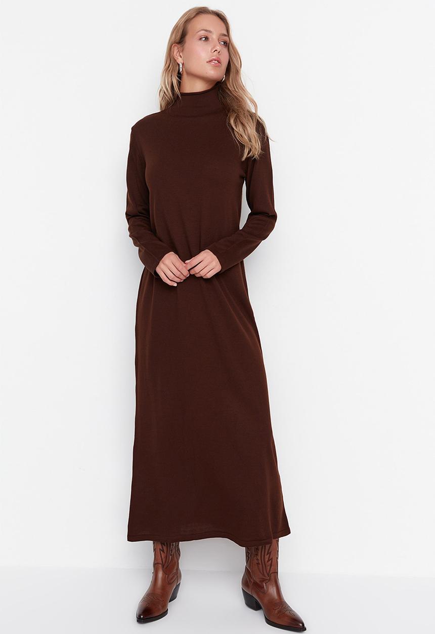 Trendyol - Modest sweater dress - brown
