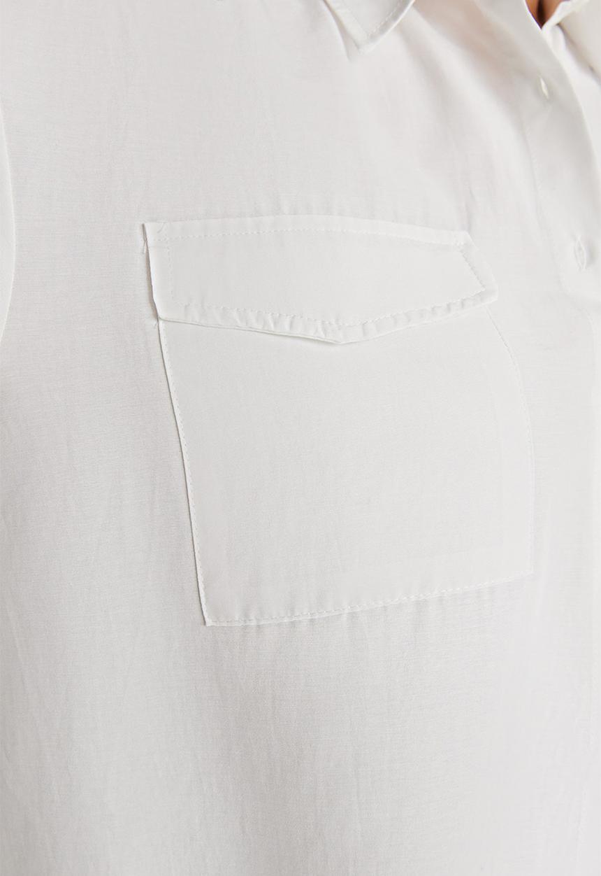 Trendyol - Plus poplin shirt - ecru