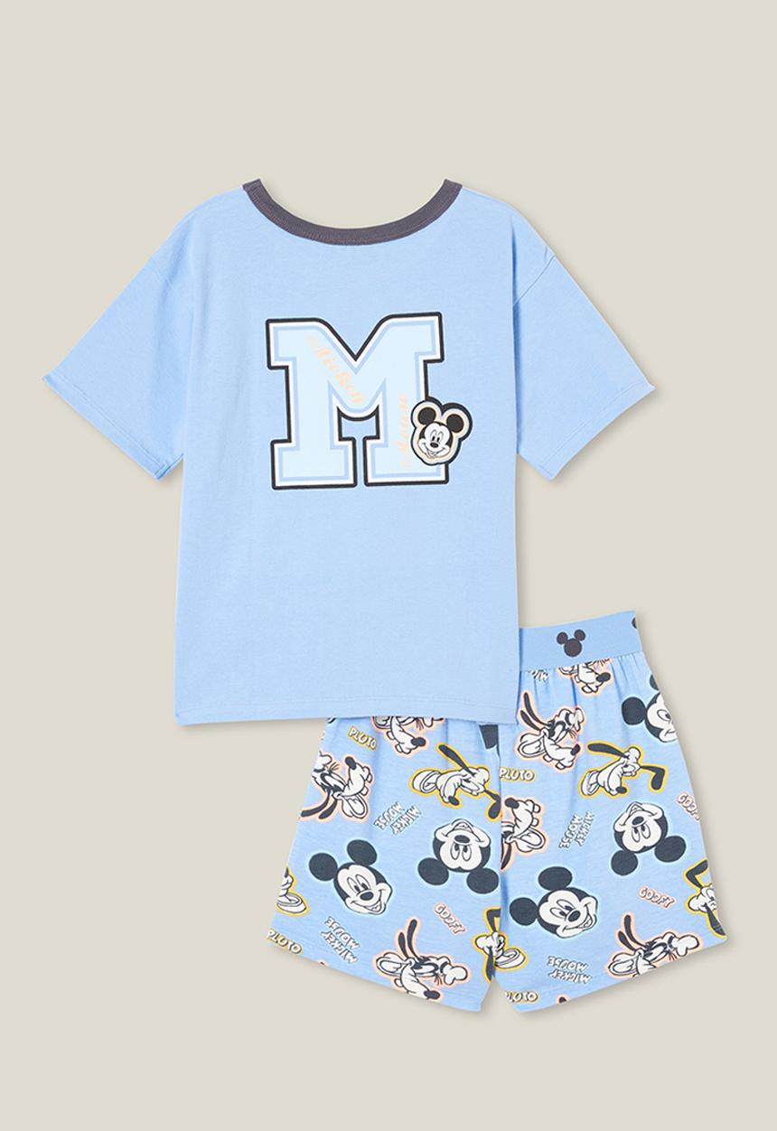 Cotton On - Felix short sleeve pyjama set license - lcn dis dusk blue/mickey mouse pose