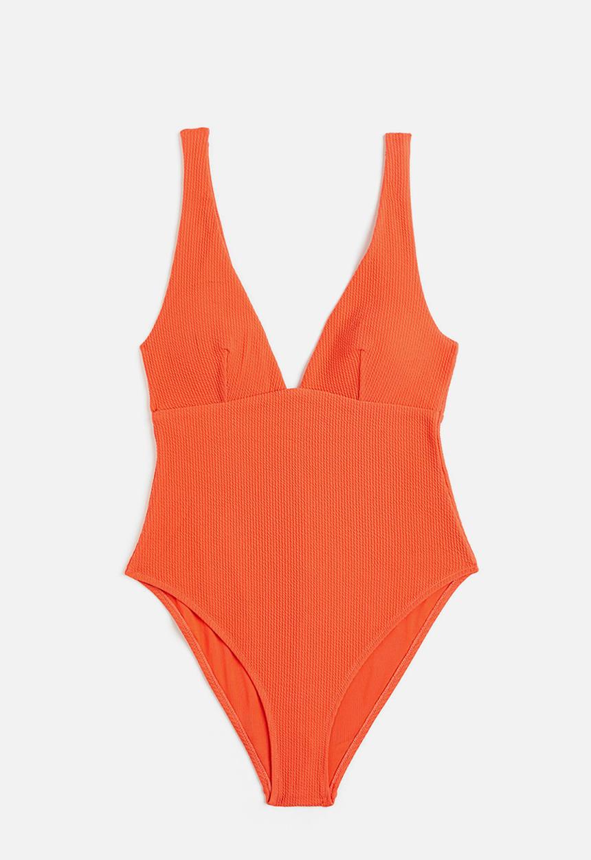 H&M - High leg ribbed swimsuit - bright red