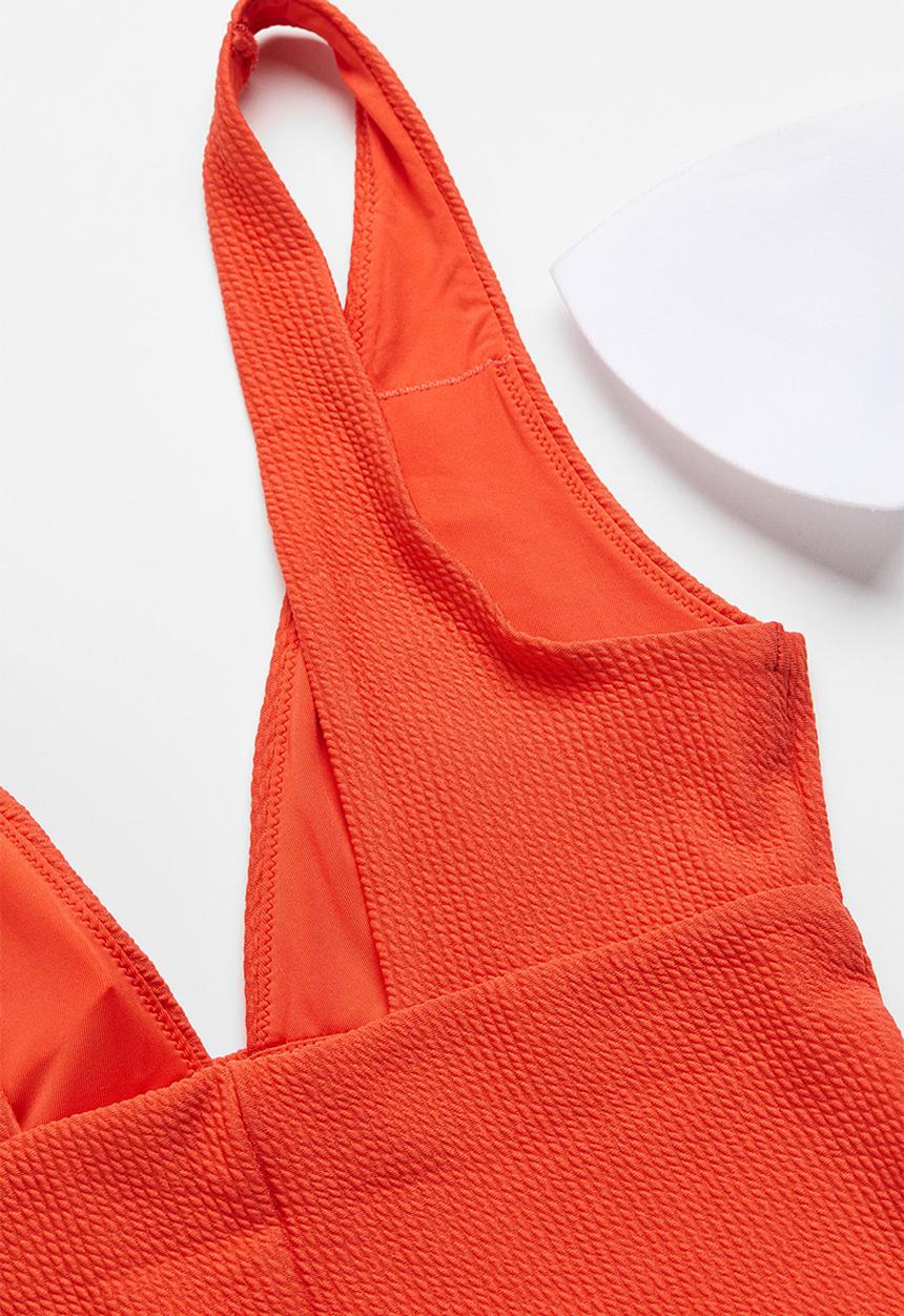 H&M - High leg ribbed swimsuit - bright red