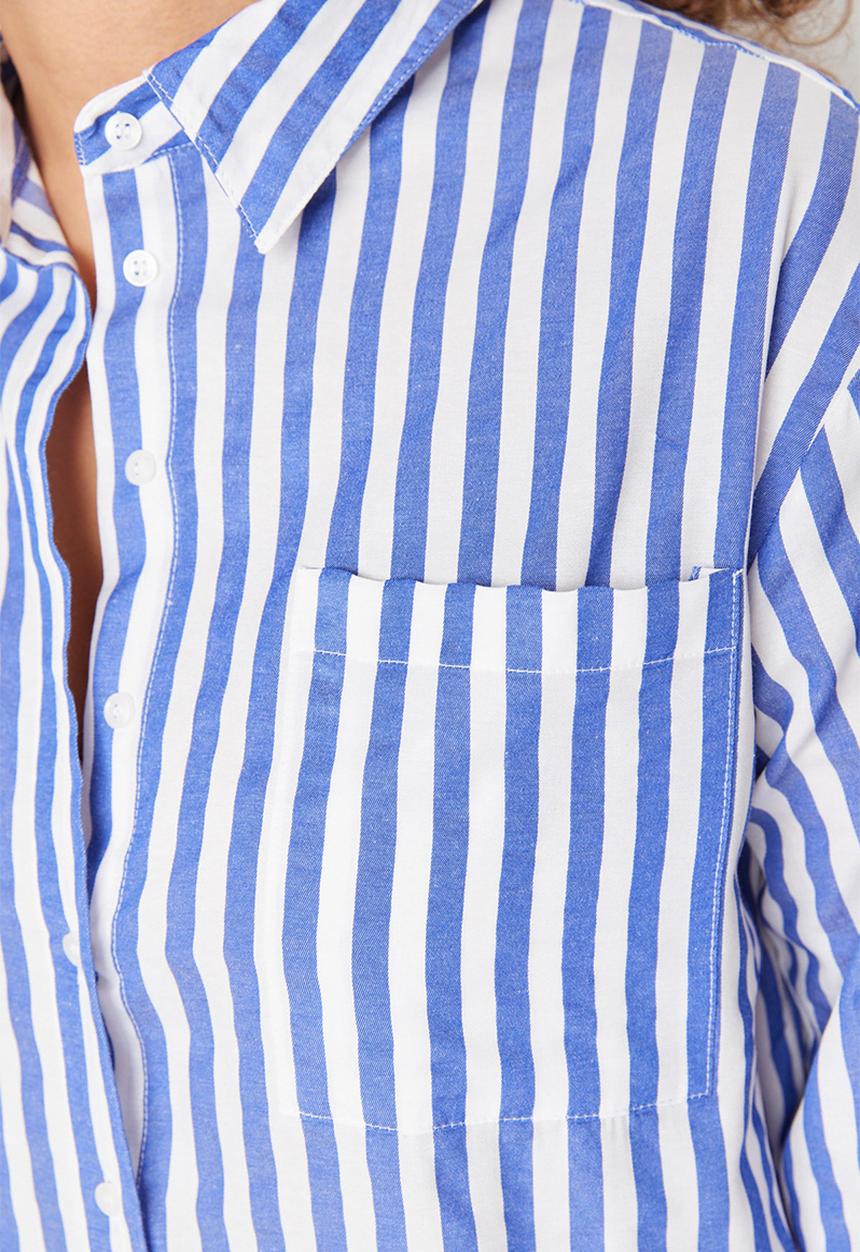 Trendyol - Plus striped shirt - blue