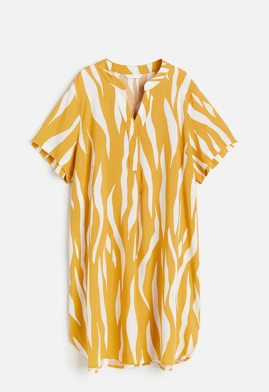 H&M - V-neck tunic - dark yellow/patterned