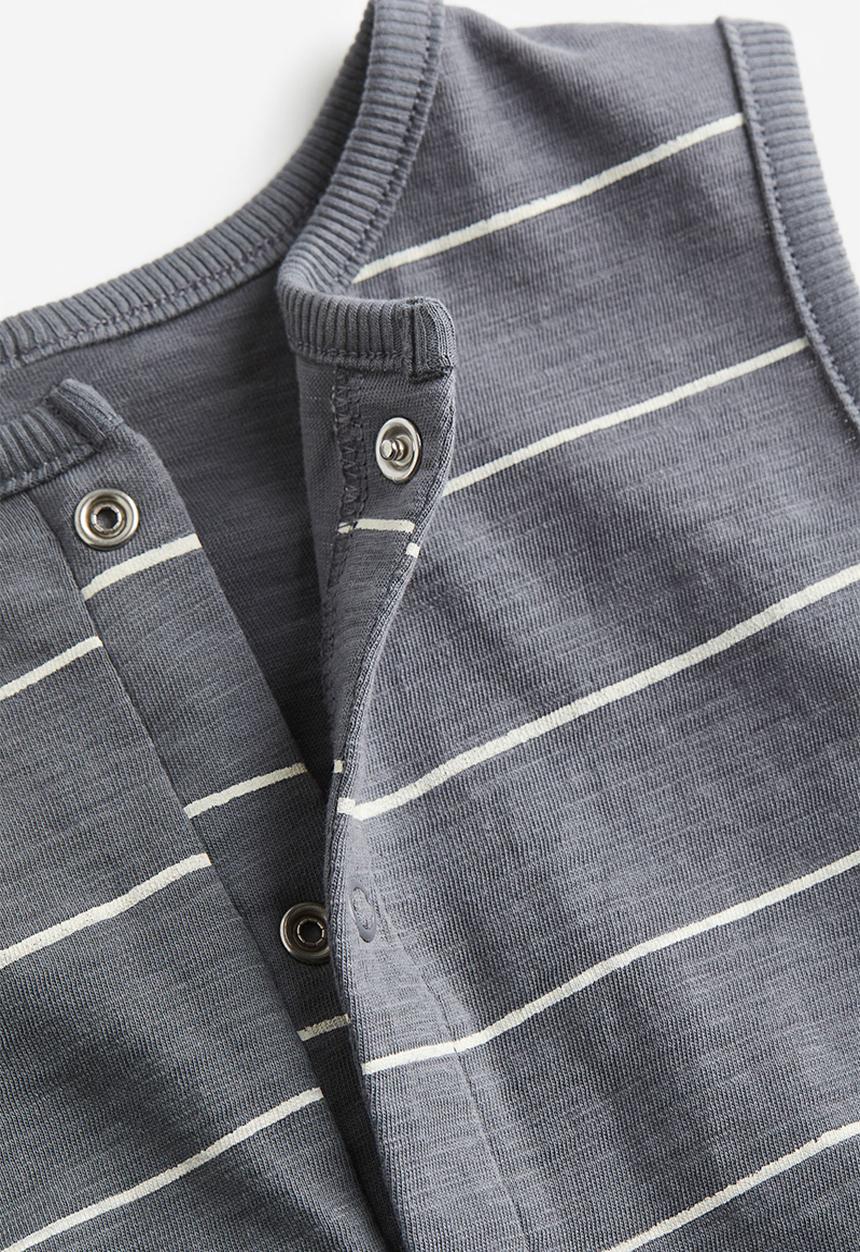 H&M - Cotton romper suit - dark grey striped 