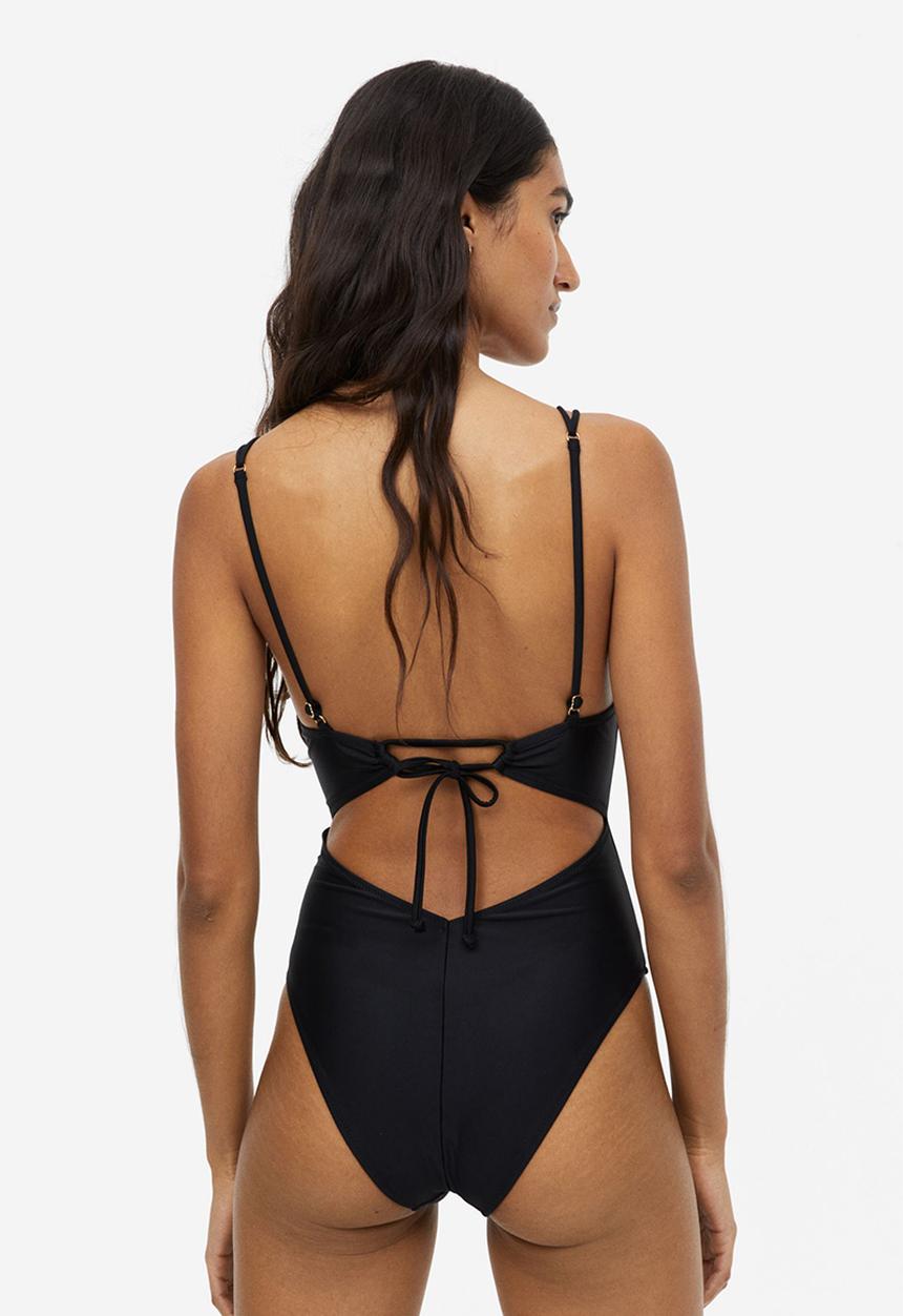 H&M - High-leg cut-out swimsuit - black