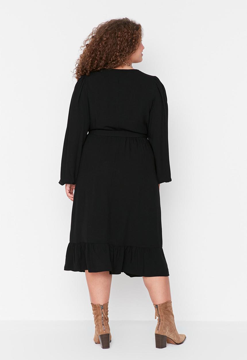 Trendyol - Plus double breasted dress - black