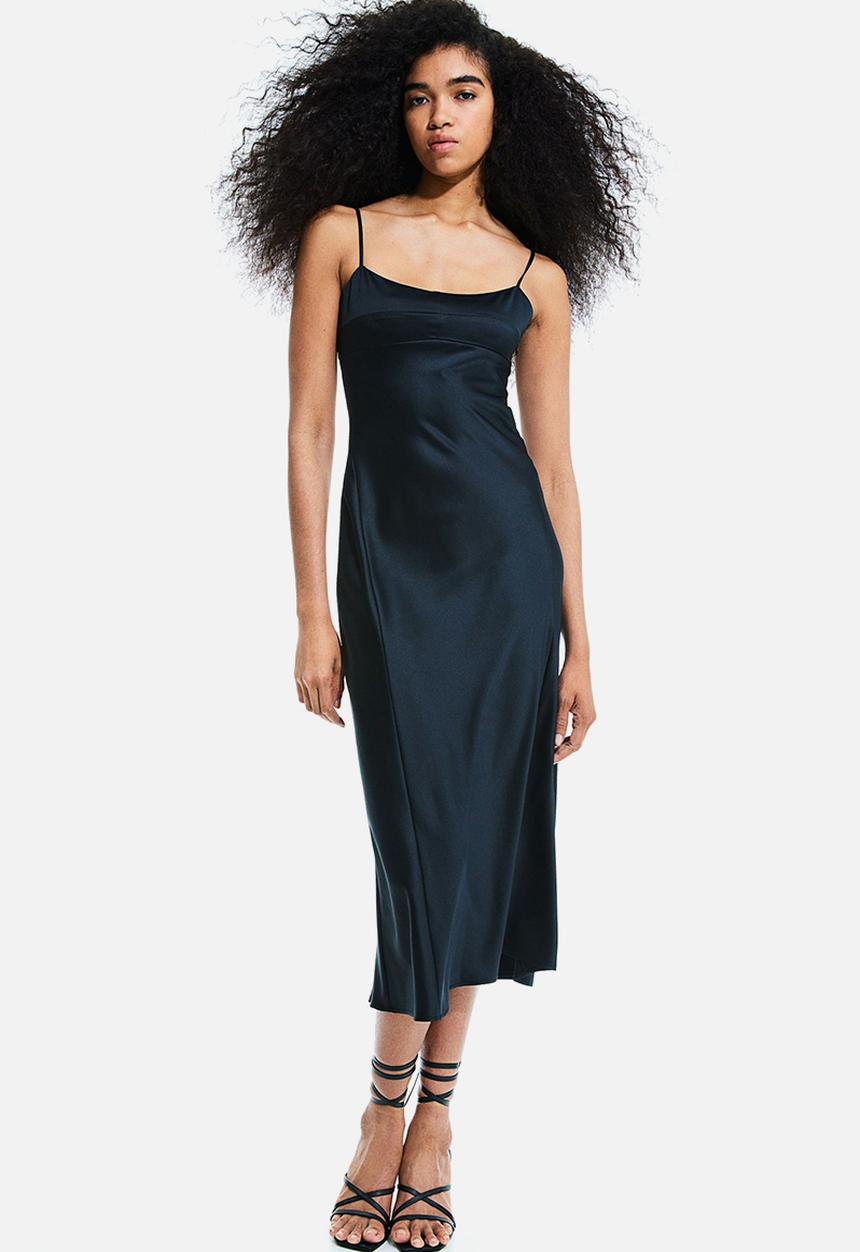 H&M - Satin slip dress - black
