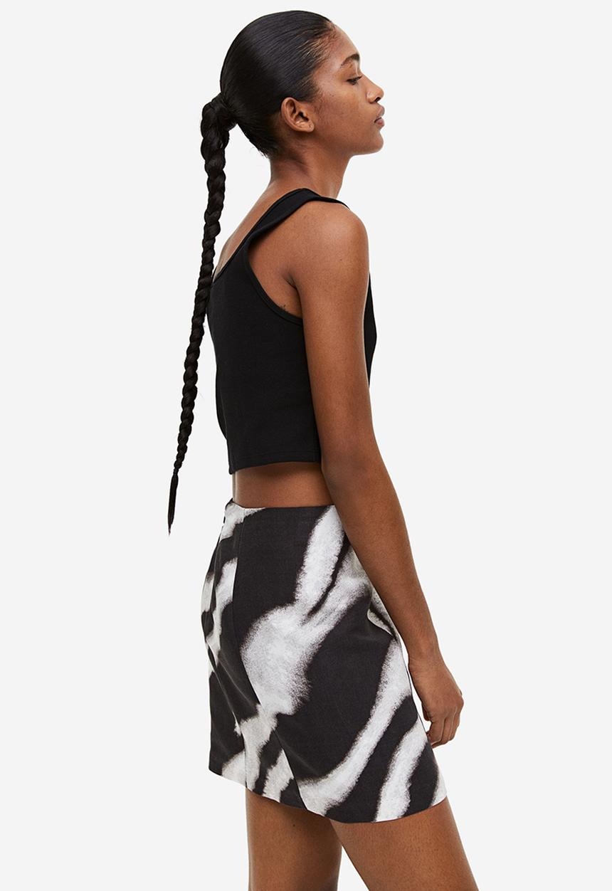 H&M - Mini skirt - black/zebra print
