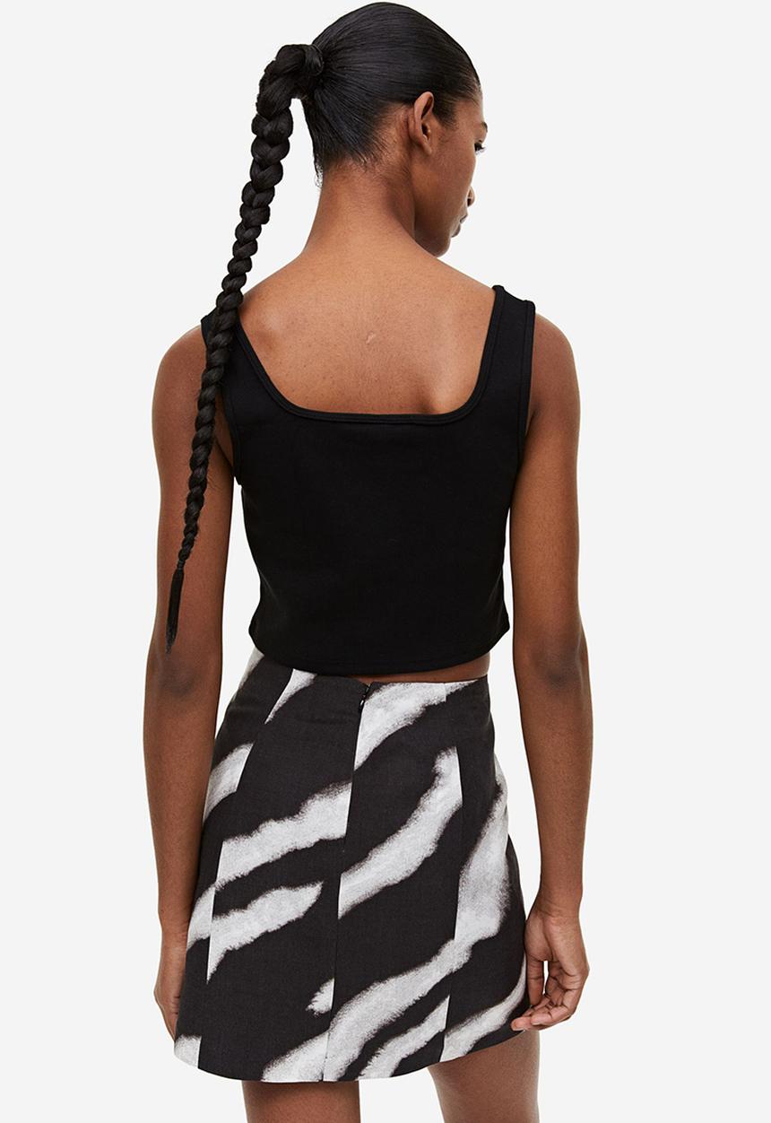 H&M - Mini skirt - black/zebra print