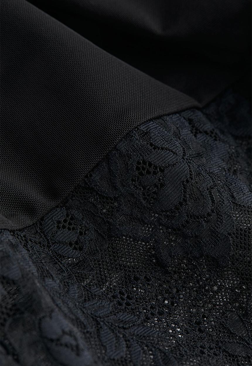 H&M - Lace-trimmed mesh dress - black