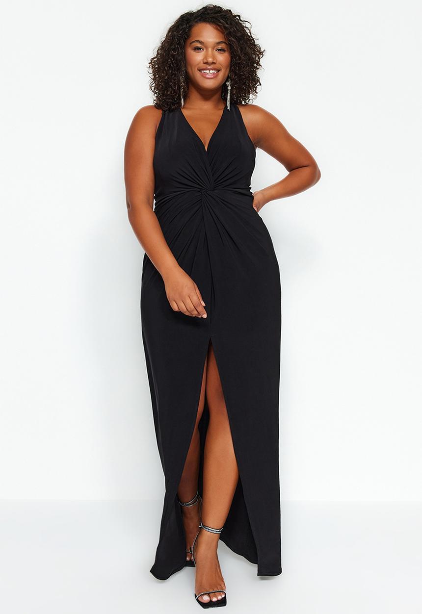 Trendyol - Plus twist detail dress - black