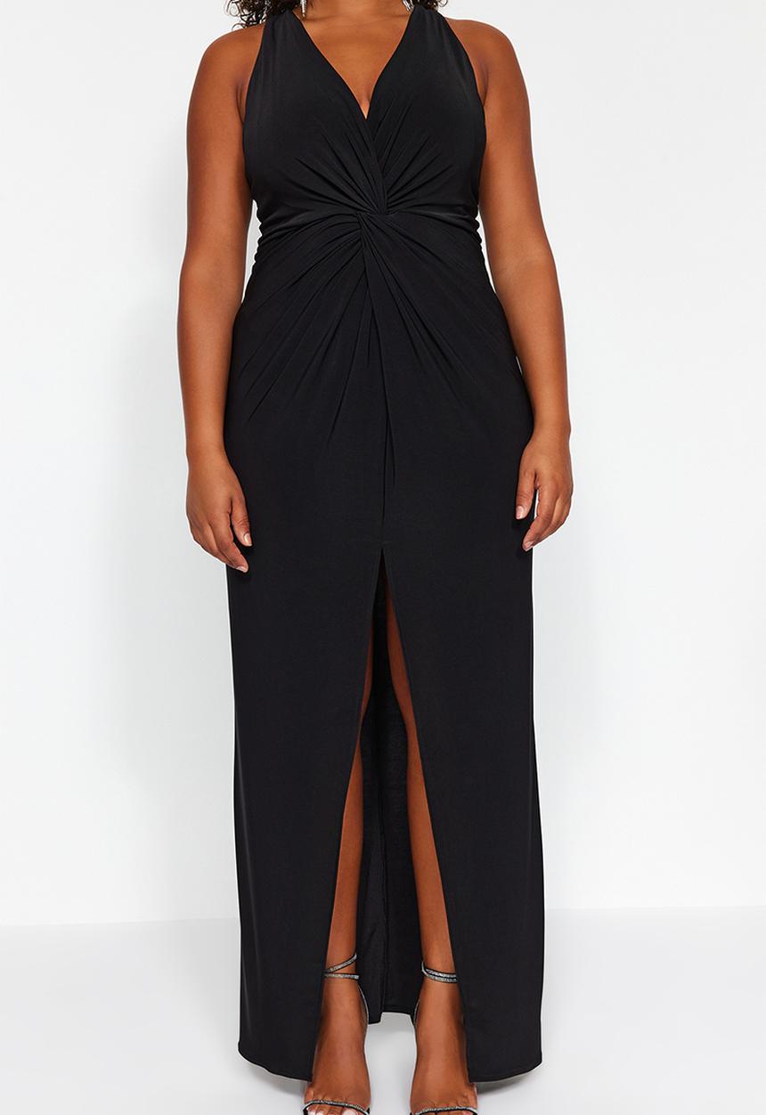 Trendyol - Plus twist detail dress - black